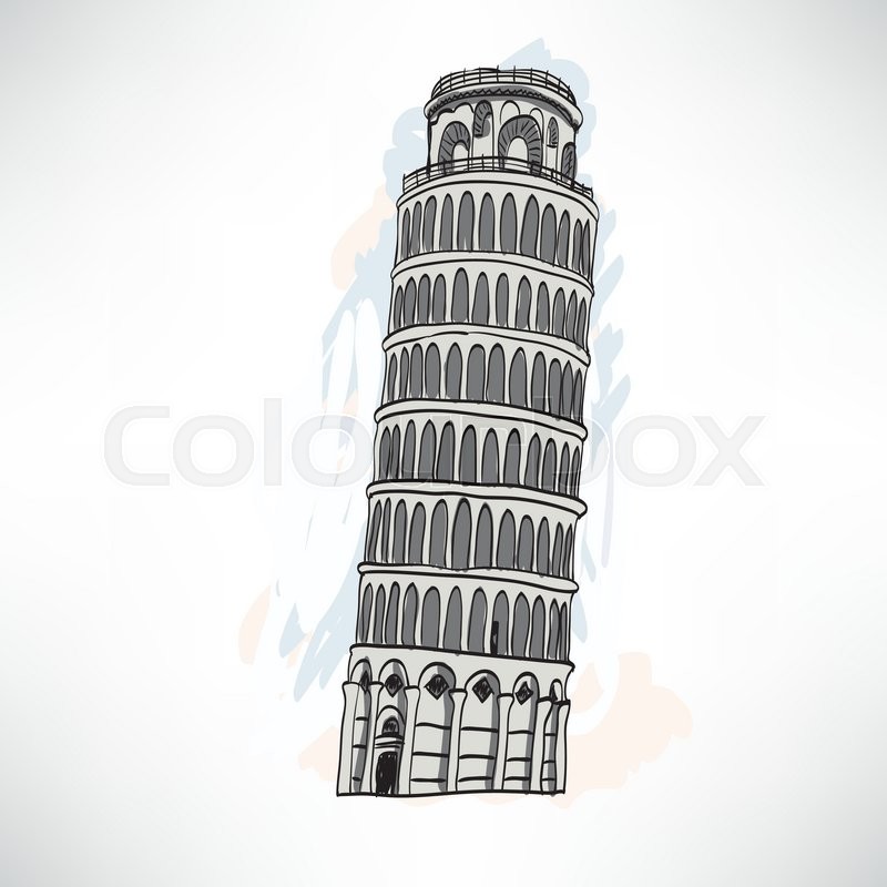 800x800 Hand Sketch Leaning Tower Of Pisa Stock Vector Colourbox - Leaning Tower Of Pisa Drawing