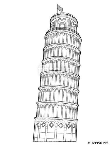 375x500 Leaning Tower Of Pisa Vector Illustration Hand Drawn Cartoon Art - Leaning Tower Of Pisa Pencil Drawing