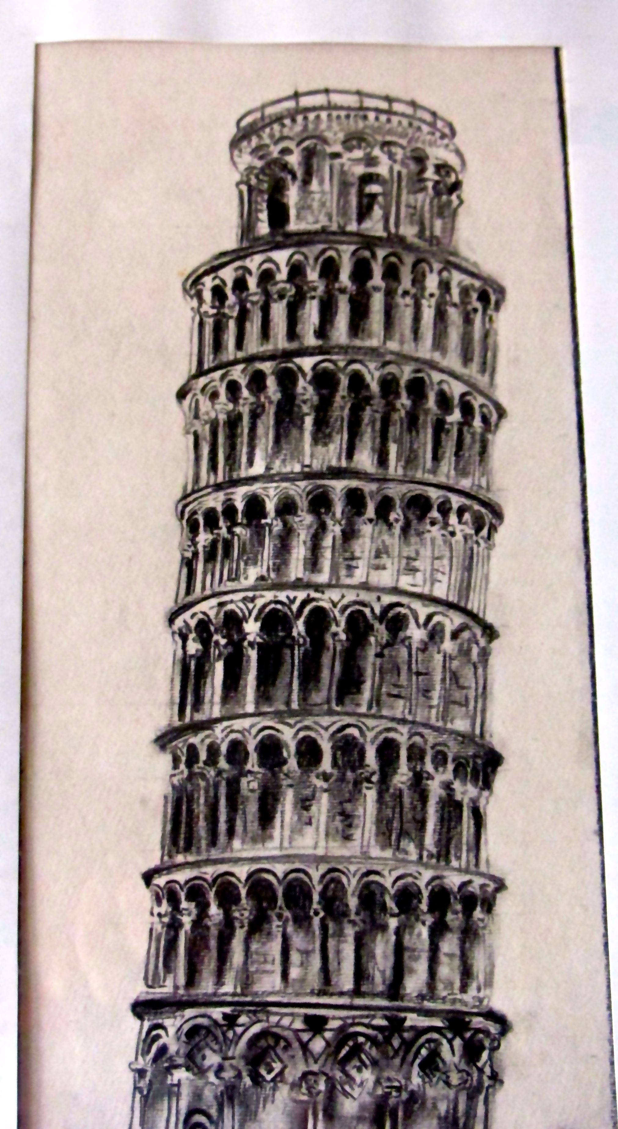 2023x3695 Leaning Tower Of Pisa Another Practice In Pencil Approx - Leaning Tower Of Pisa Pencil Drawing