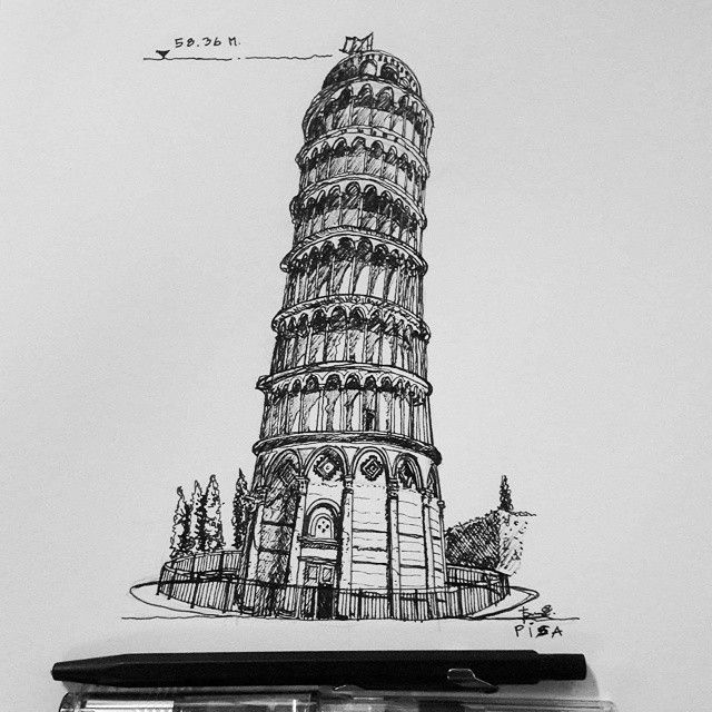 Leaning Tower Of Pisa Pencil Drawing at Explore