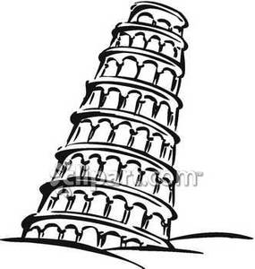 285x300 Black And White Leaning Tower Of Pisa - Leaning Tower Of Pisa Pencil Drawing