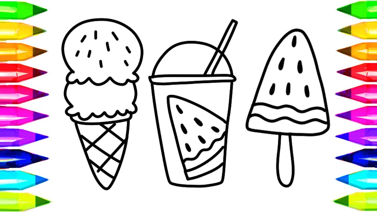 1280x720 How To Draw Watermelon Juice Coloring Pages Kids Songs Learn - Learn Drawing For Kids