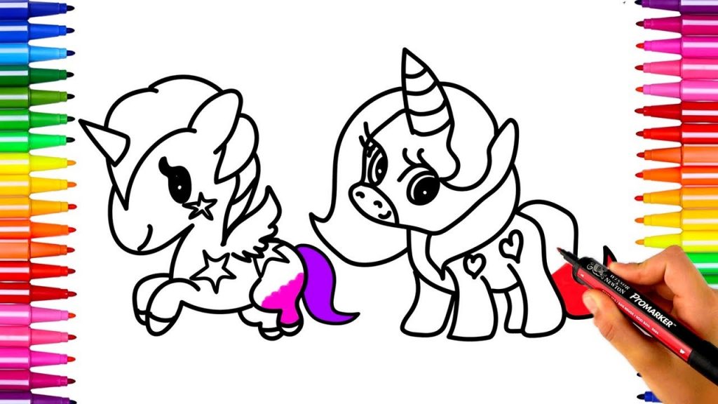 1024x576 Coloring Pages Unicorn Coloring For Kids How To Draw Pages Learn - Learn Drawing Free