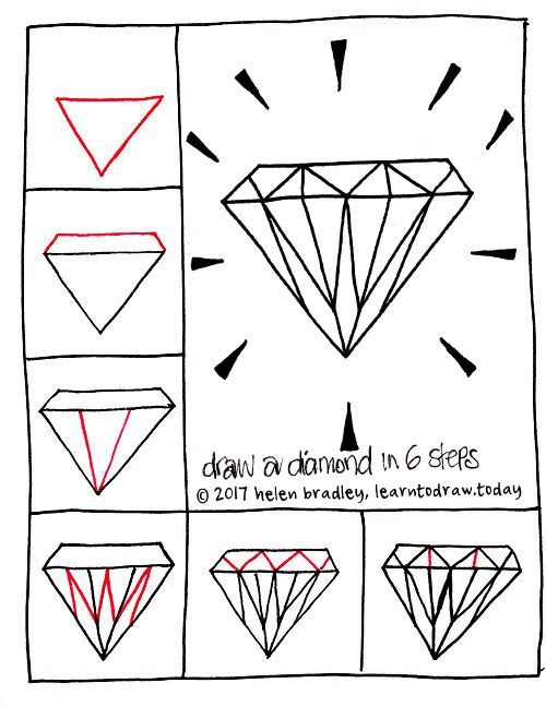 500x648 How To Draw A Diamond In Six Steps Learn To Draw Middle School - Learn To Draw Drawing