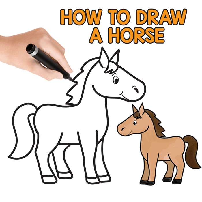 700x700 How To Draw A Horse Step - Learning Drawing For Toddlers
