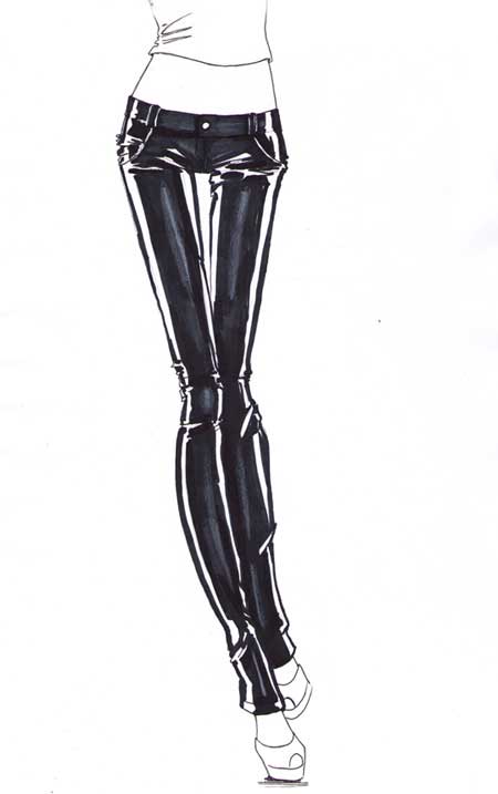 450x717 how to draw leather pants i draw fashion - Leather Drawing