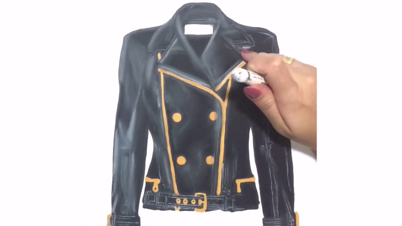 1280x720 Speed Drawing Balmain 'black Leatherjacket' - Leather Jacket Drawing
