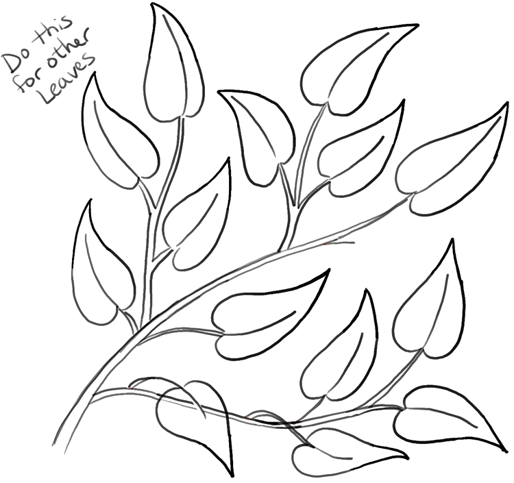 750x705 How To Draw Tree Branches Full Of Leaves Drawing Tutorial - Leaves For Drawing