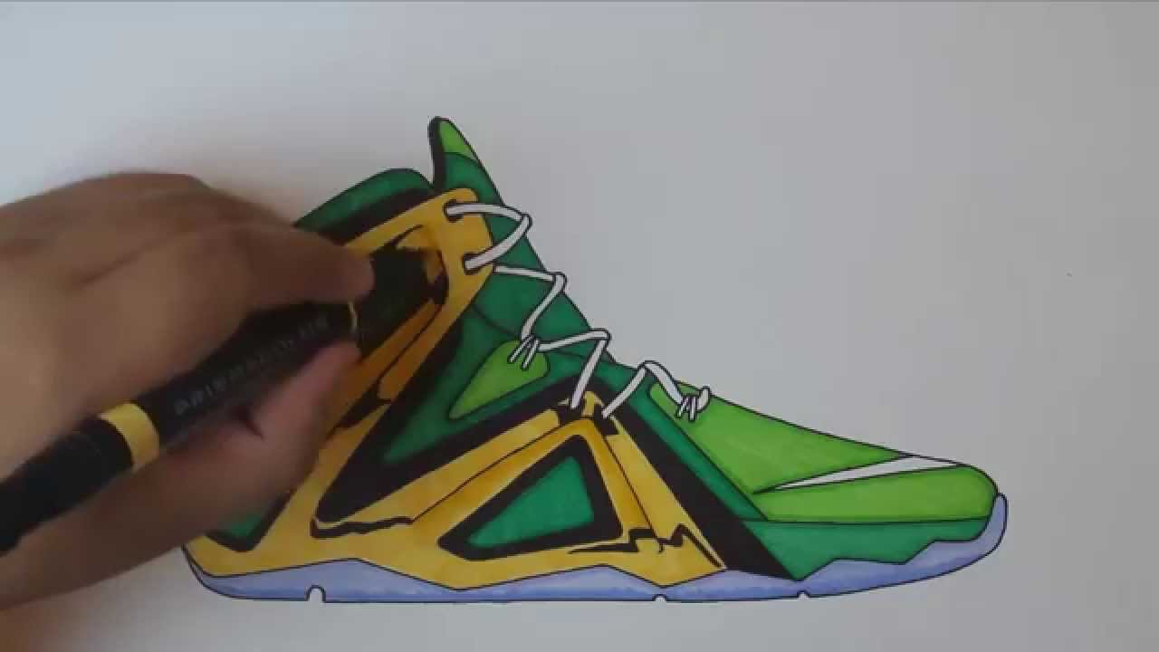 1280x720 How To Draw Lebrons Shoes - Lebron 12 Drawing