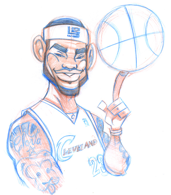 600x685 how to illustrate a lebron james cartoon character - Lebron James Cartoon Drawing