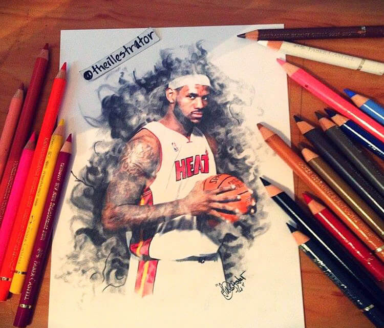 750x640 Lebron James Color Drawing - Lebron James Drawing