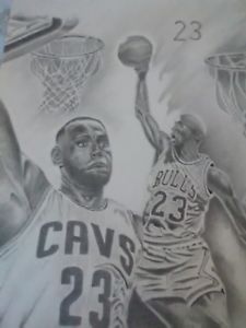 225x300 Original Celebrity Charcoal Pencil Drawing - Lebron James Drawing