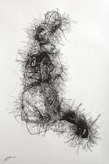 375x563 King Lebron James In Flight! Drawing - Lebron James Drawing