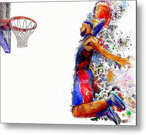 493x456 lebron james dunk in color painting metal print - Lebron James Dunk Drawing