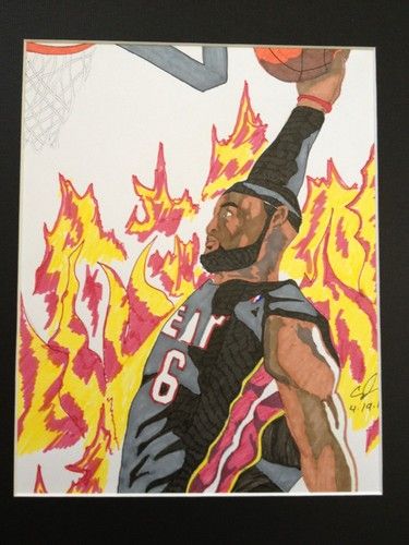 375x500 new lebron james dunk nba game play drawing sports art picture - Lebron James Dunk Drawing