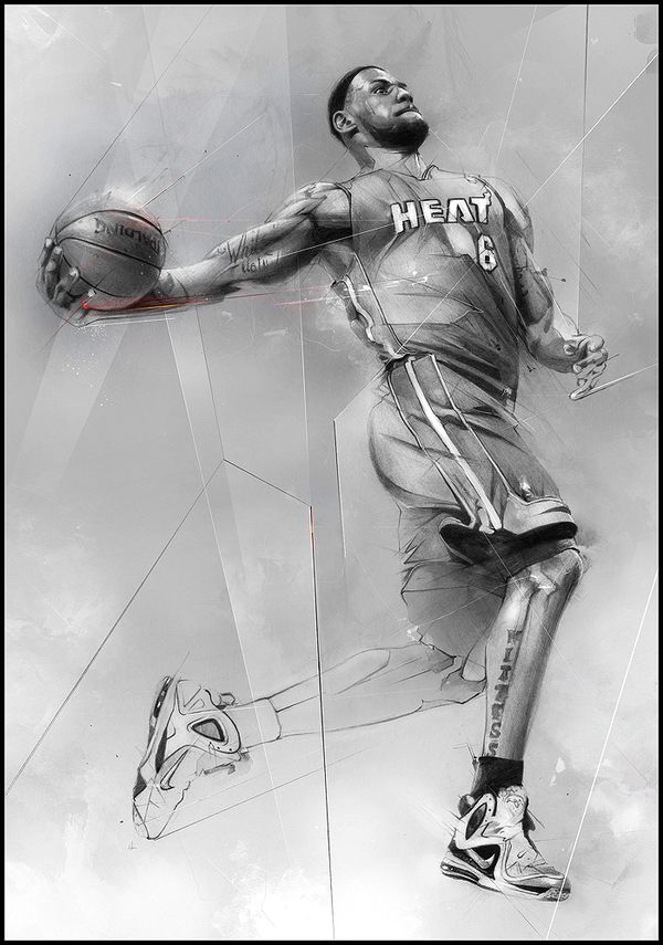 600x855 Nike House Of Hoops Illustration Lebron James Miami Heat - Lebron James Dunk Drawing