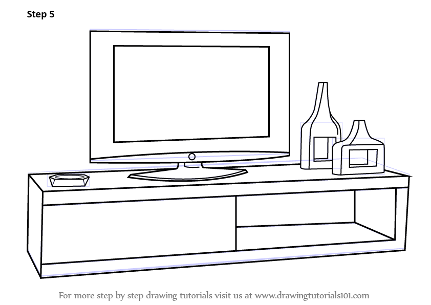 842x596 Learn How To Draw Tv Unit - Led Tv Drawing
