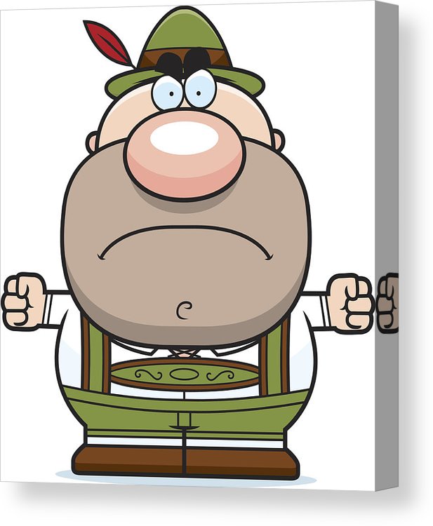 617x750 Cartoon Lederhosen Man Mad Canvas Print Canvas Art - Lederhosen Drawing