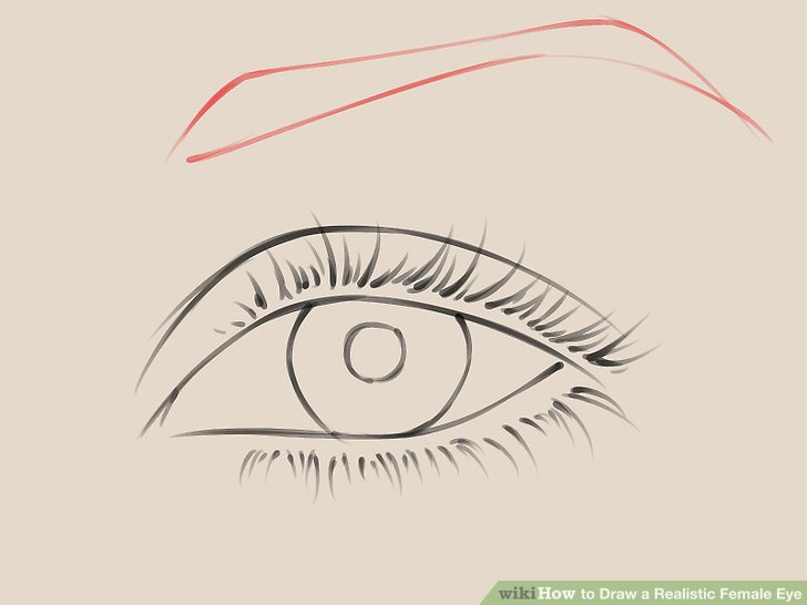 728x546 How To Draw A Realistic Female Eye Steps - Left Eye Drawing