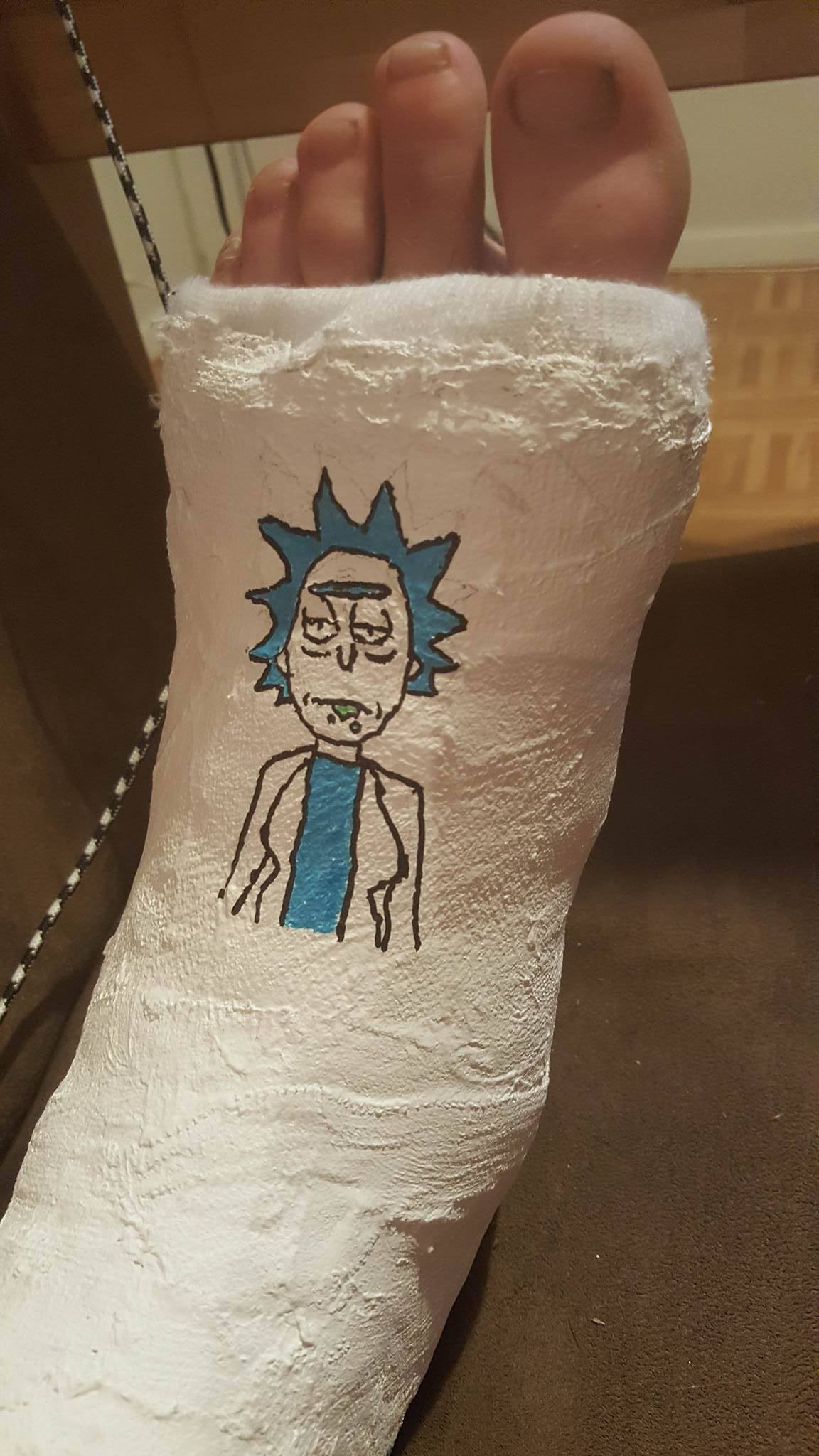 1152x2048 did my best to draw rick on my friend's cast today - Leg Cast Drawing