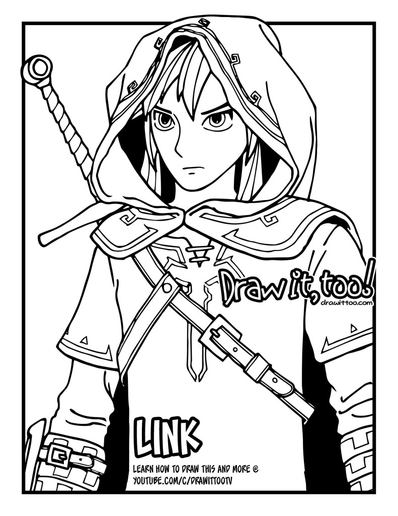 791x1024 How To Draw Legend Of Zelda Printable Coloring - Legend Of Zelda Link Drawing