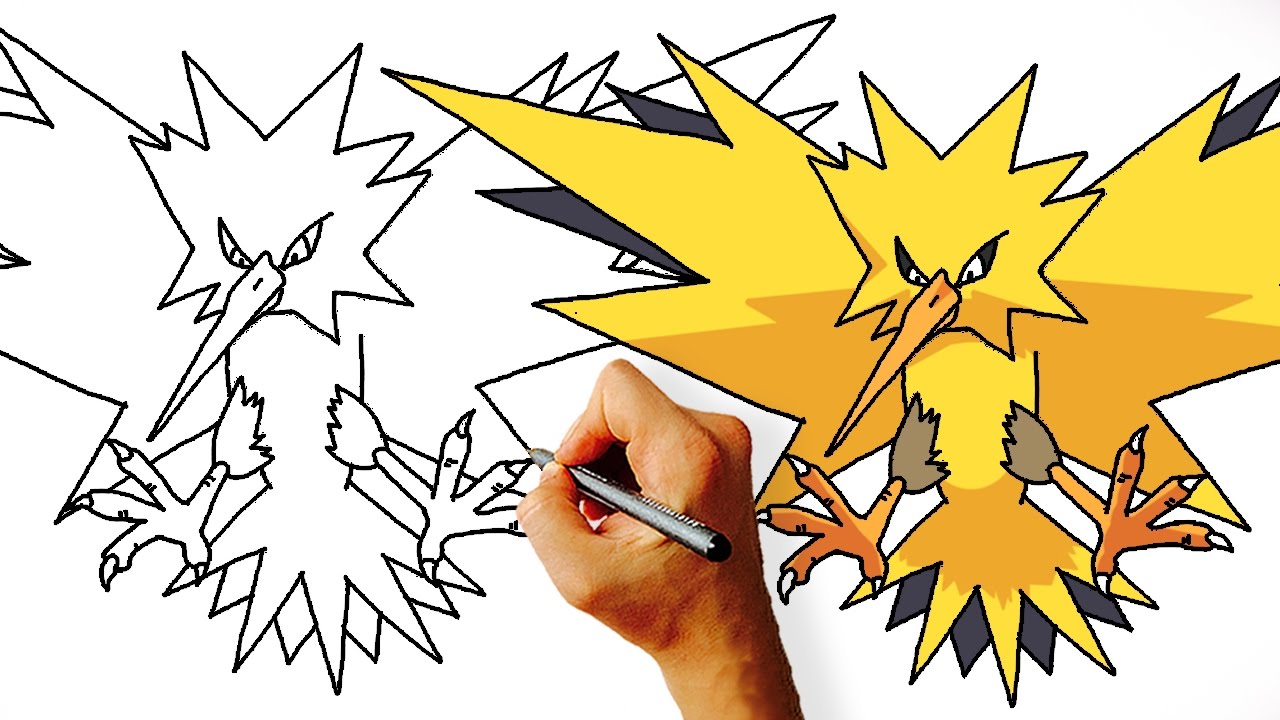 1280x720 How To Draw Zapdos Step - Legendary Pokemon Drawing