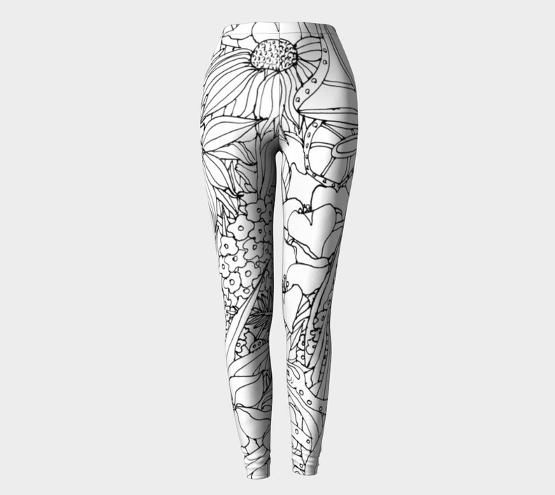 794x709 Garden Drawings Leggings Etsy - Leggings Drawing
