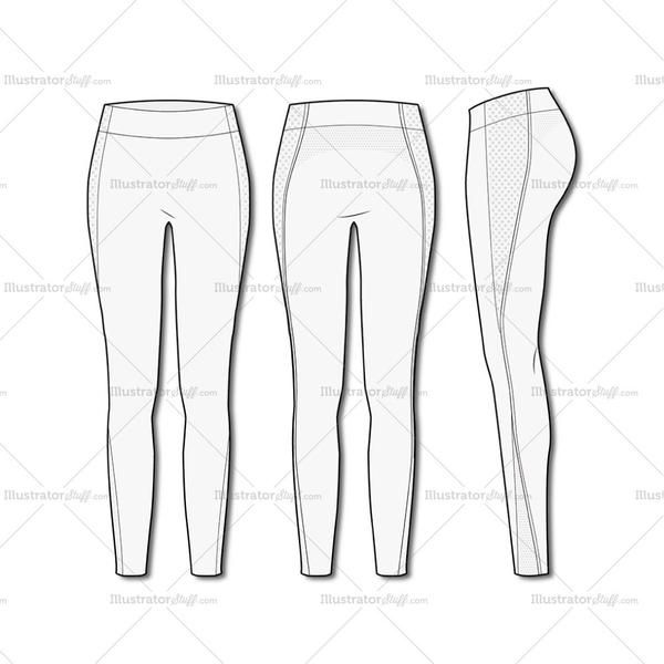 600x600 Women's Fashion Seamless Sport Legging Flat Template - Leggings Drawing