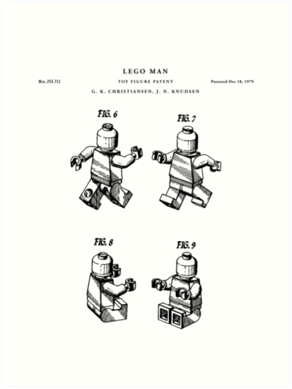 413x549 Lego Man Patent Drawing Blueprint Art Prints - Lego Man Drawing