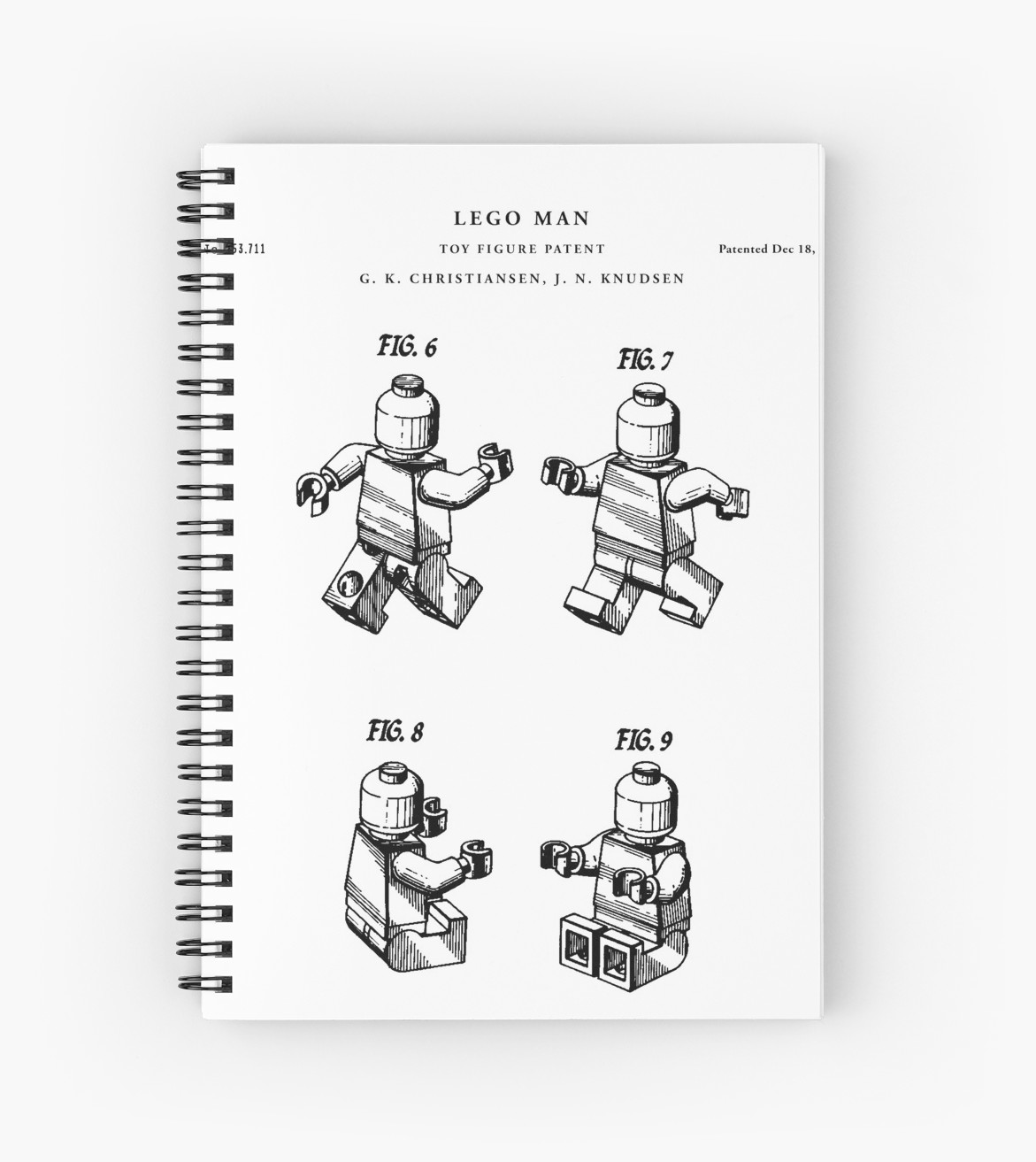 1171x1313 Lego Man Patent Drawing Blueprint Spiral Notebooks - Lego Man Drawing