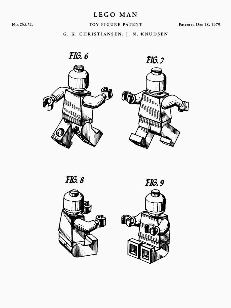 750x1000 Lego Man Patent Drawing Blueprint Women's Premium T Shirt - Lego Man Drawing