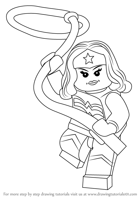 597x844 Learn How To Draw Wonder Woman From The Lego Movie - Lego People Drawing
