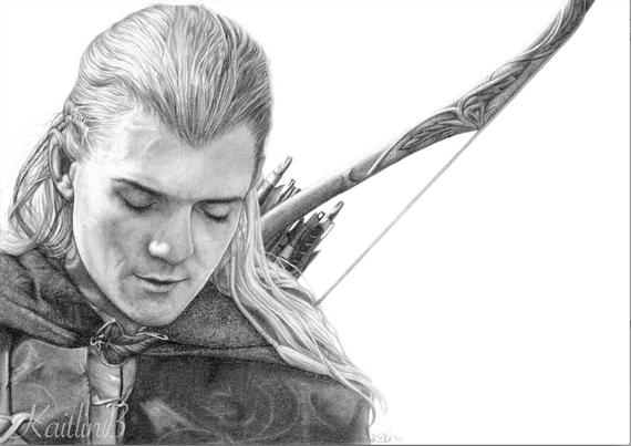 570x403 Print Legolas Portrait Drawing Etsy - Legolas Drawing