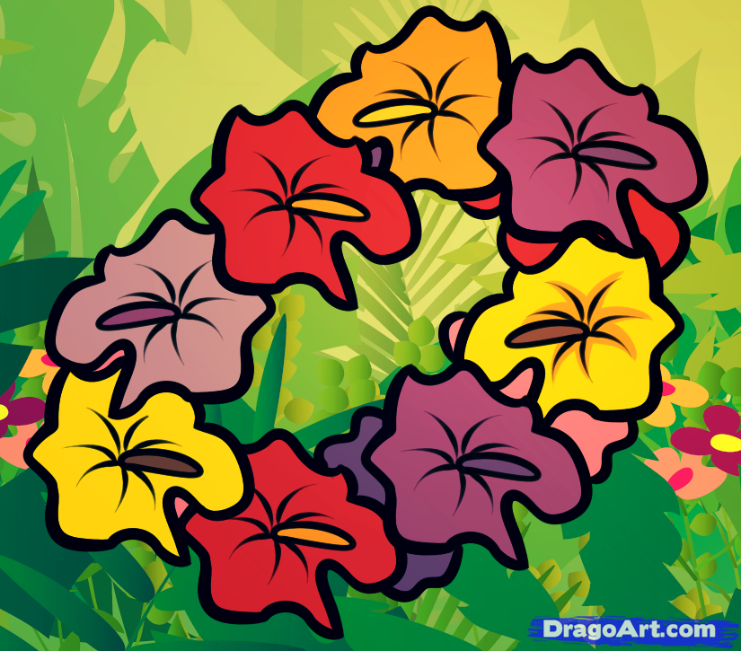 825x725 How To Draw A Lei, Step - Lei Drawing