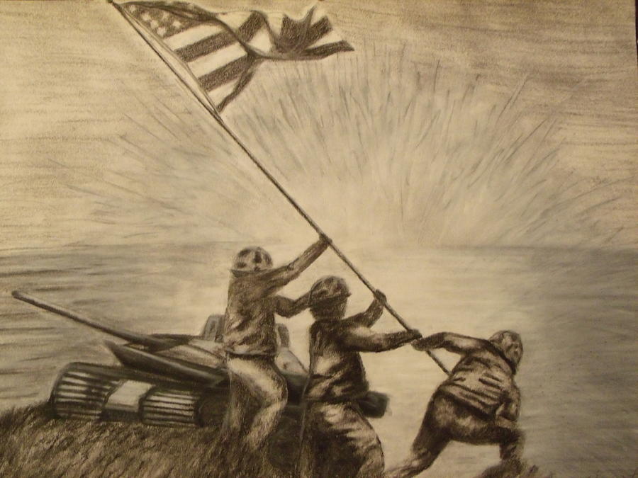 900x675 raising the flag of victory drawing - Lei Drawing