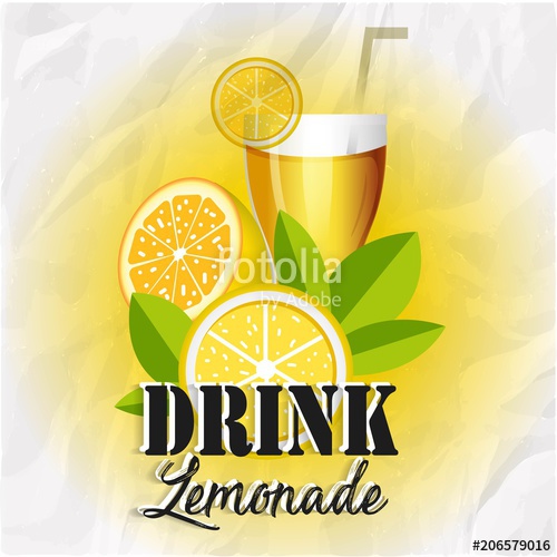 500x500 Poster With Lemonade Elements Glass, Lemon, Jug, Mint Fresh - Lemonade Drawing