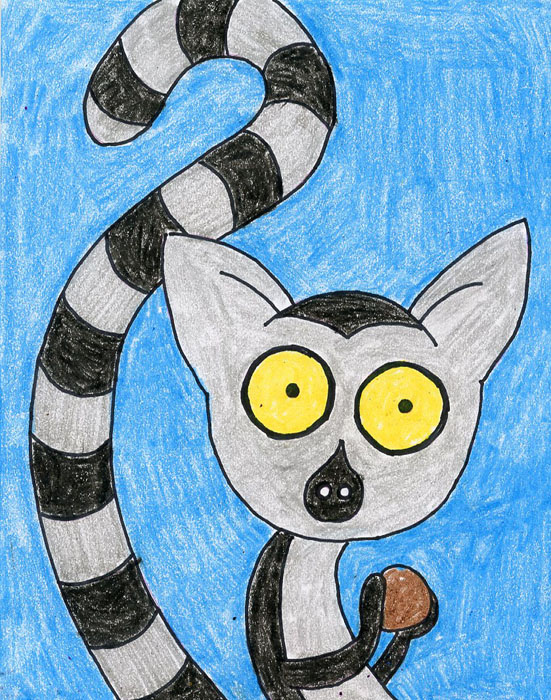 551x700 Draw A Lemur Art Projects For Kids - Lemur Drawing