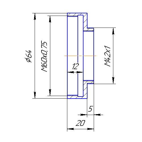 500x500 to thread adapter for industar lens - Lens Drawing