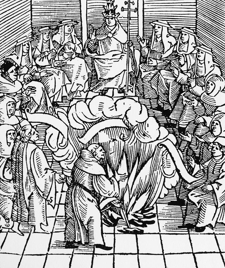 756x900 leo x supervising burning of martin luther's books drawing - Leo Drawings