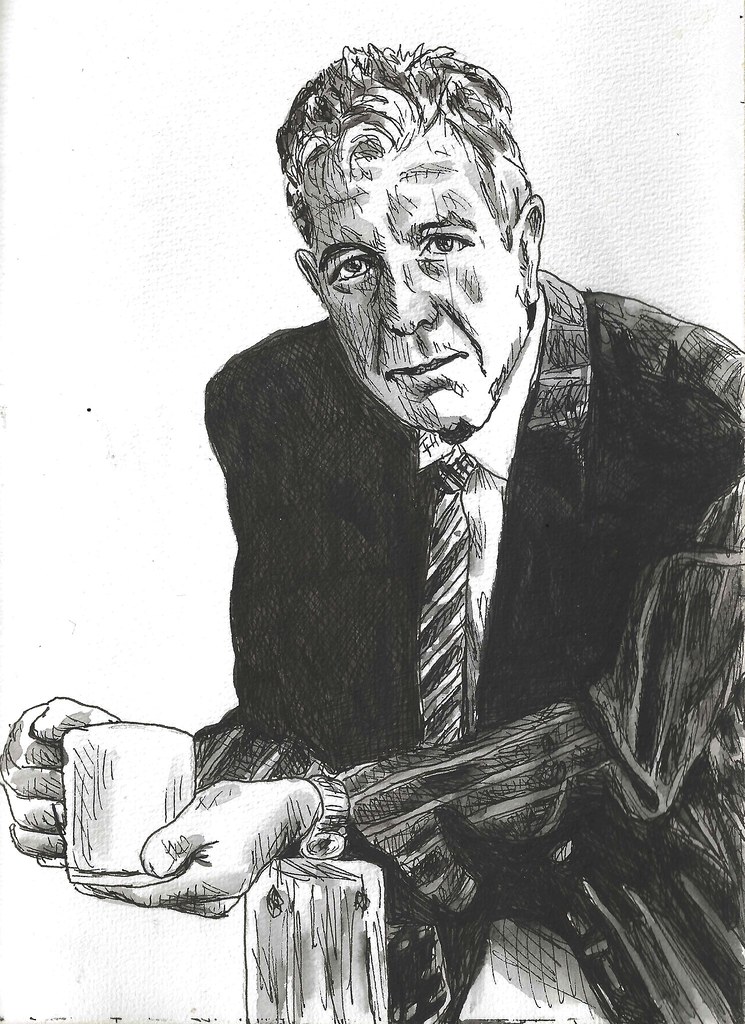 745x1024 Leonard Cohen Here's A Pen And Watercolor Drawing I Made - Leonard Cohen Drawings