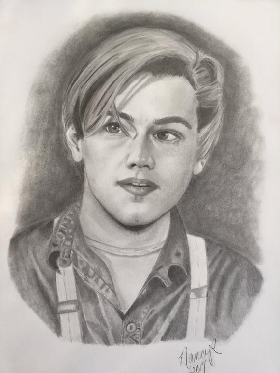 570x760 jack from titanic leonardo dicaprio original drawing in etsy - Leonardo Dicaprio Drawing