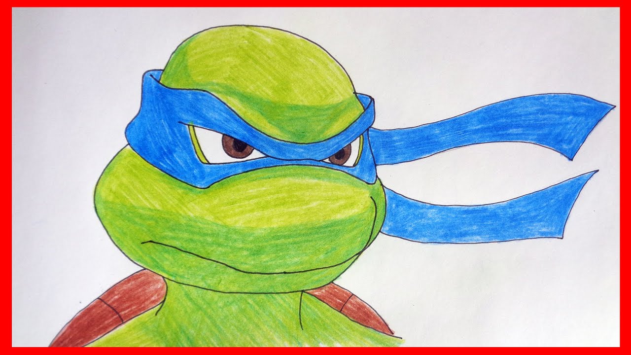 1280x720 how to draw leonardo ninja turtles tmnt, kak narisovat - Leonardo Ninja Turtle Drawing