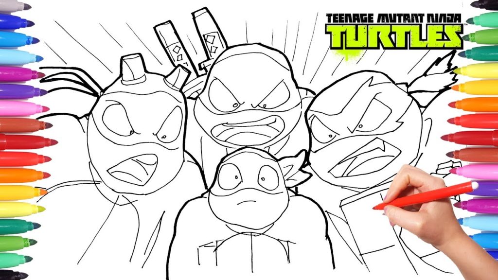 1024x576 Teenage Mutant Ninja Turtles Color Book Tmnt Drawing Leonardo - Leonardo Ninja Turtle Drawing