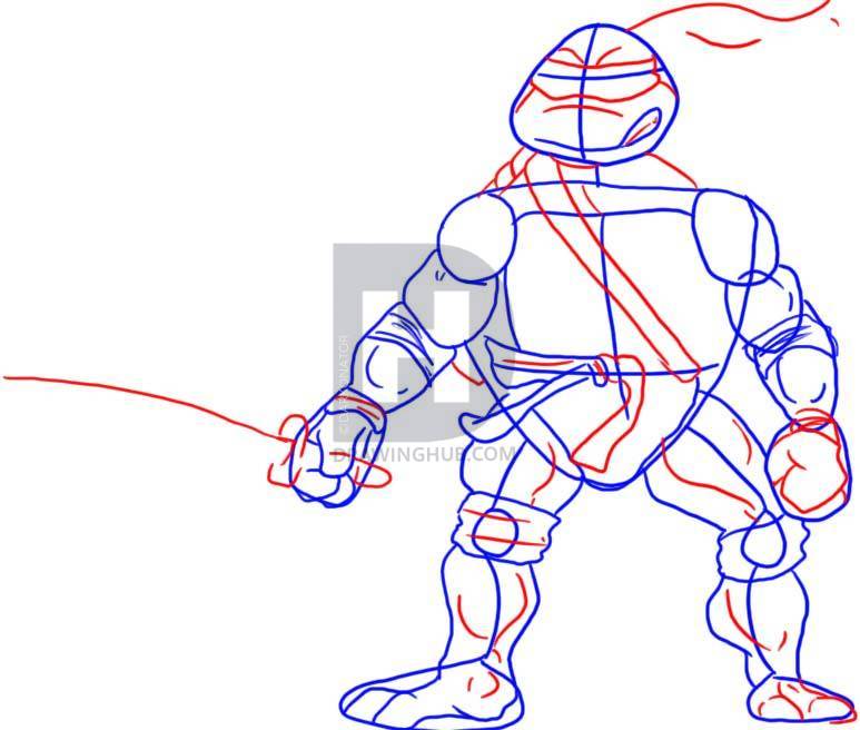 773x656 how to draw leonardo from teenage mutant ninja turtles, step - Leonardo Ninja Turtle Drawing