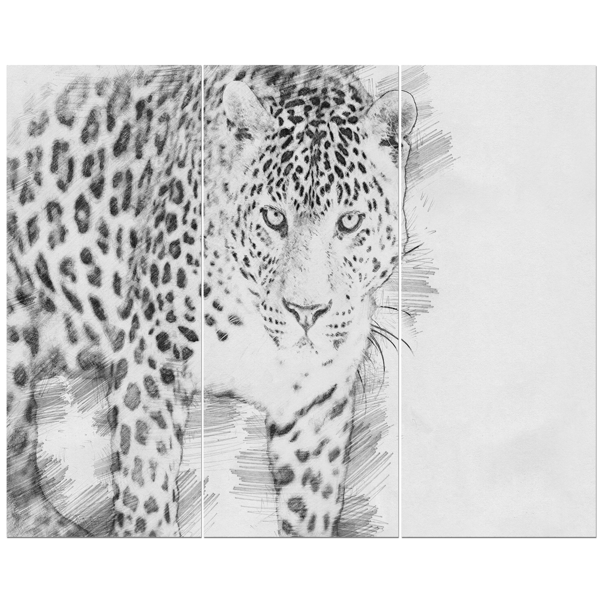 Леопарды возле водопада рисунок карандашом