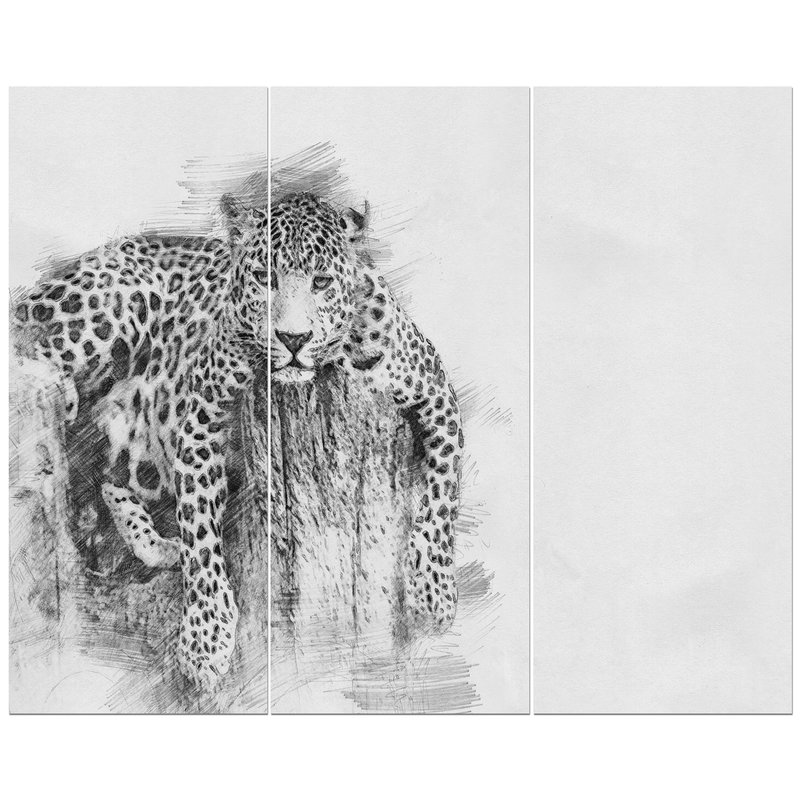 800x800 East Urban Home 'leopard In Black And White Pencil Sketch' Drawing - Leopard Black And White Drawing