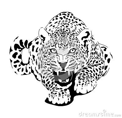 400x388 Leopard In Black Interpretation In Vector Format Graphic Design - Leopard Black And White Drawing