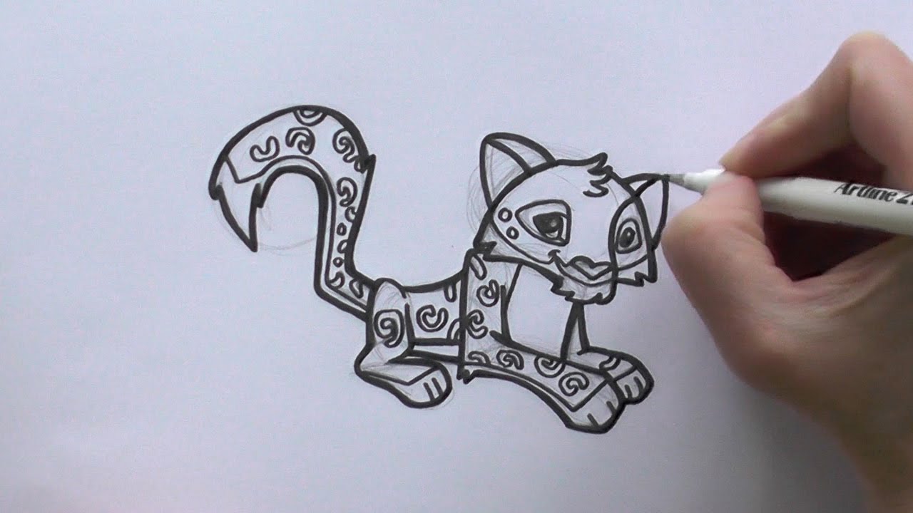 1280x720 how to draw a cartoon snow leopard from animal jam - Leopard Cartoon Drawing
