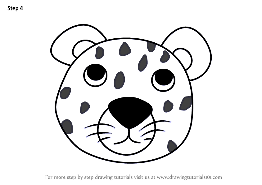 844x598 Learn How To Draw A Leopard Face For Kids - Leopard Face Drawing