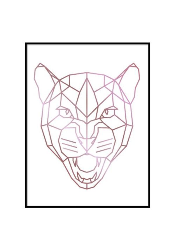 600x860 Leopard Head Pink Poster - Leopard Head Drawing